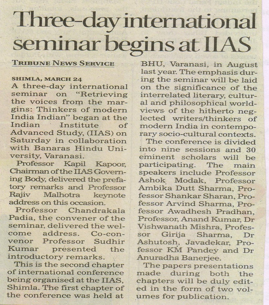 Three Day International Seminar